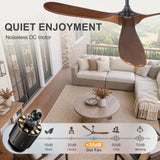 72 Inch Large Ceiling Fan without Light with 3 Solid Wood Blades & Remote