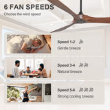72 Inch Large Ceiling Fan without Light with 3 Solid Wood Blades & Remote