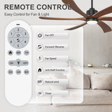 60 Inch Ceiling Fan with Light, 6 Solid Wood Blades & Remote