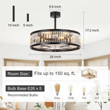 28 Inch Caged Ceiling Fan with Light & Remote Control