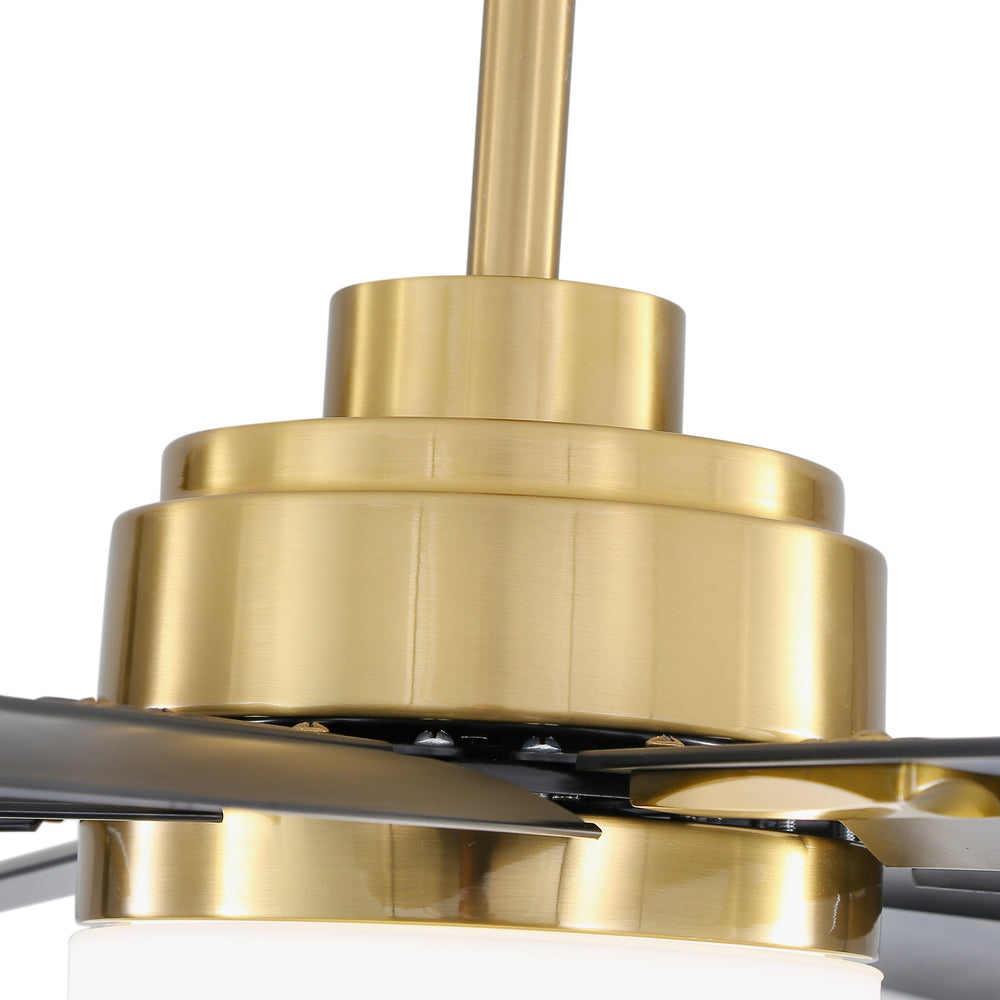 Large 72in Integrated LED Indoor Gold Ceiling Fan with Light and Remote Control Included
