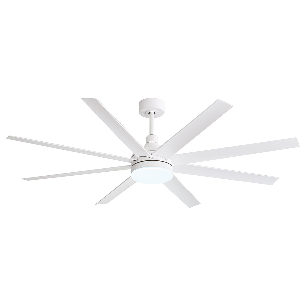AeroSpan Lux 65-inch white 8-blade ceiling fan with minimalist modern design