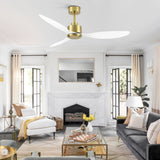 Aervon 52" Gold 3-Blade Ceiling Fan Without Light & Remote