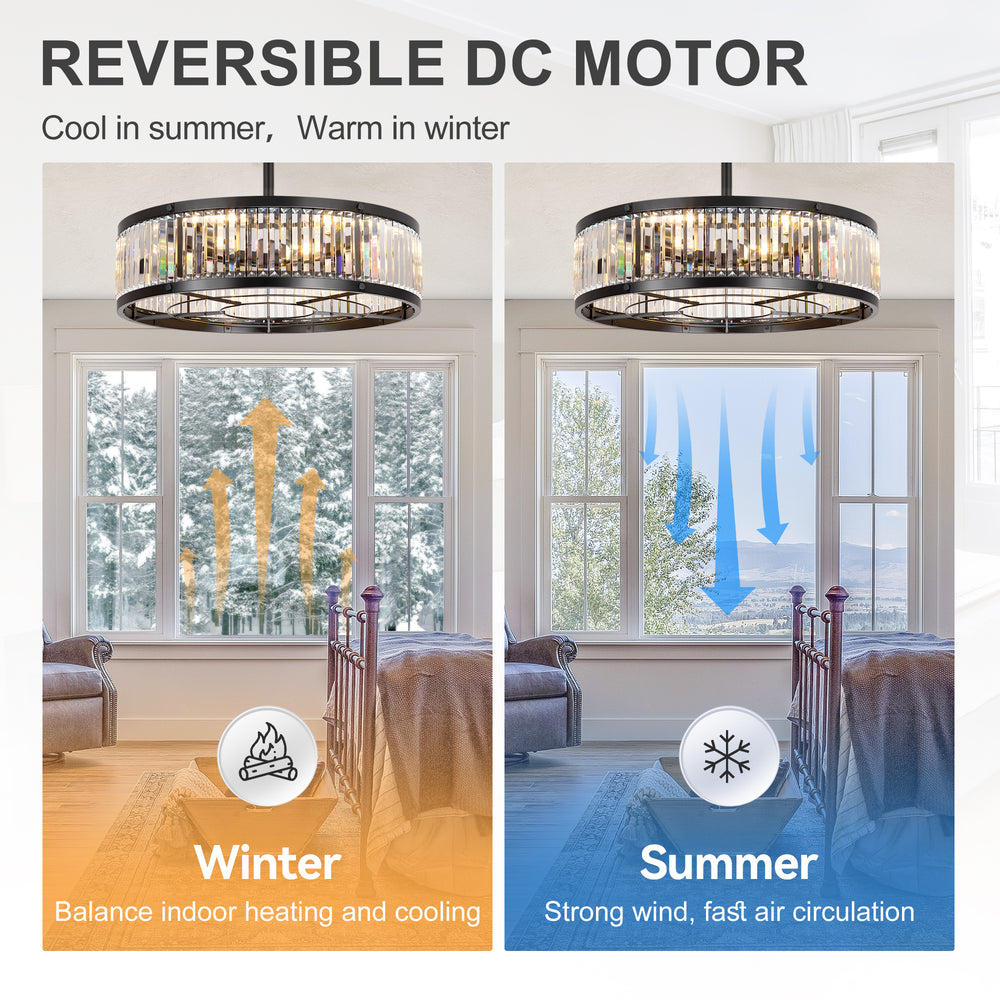 28 Inch Caged Ceiling Fan with Light & Remote Control