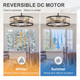 28 Inch Caged Ceiling Fan with Light & Remote Control
