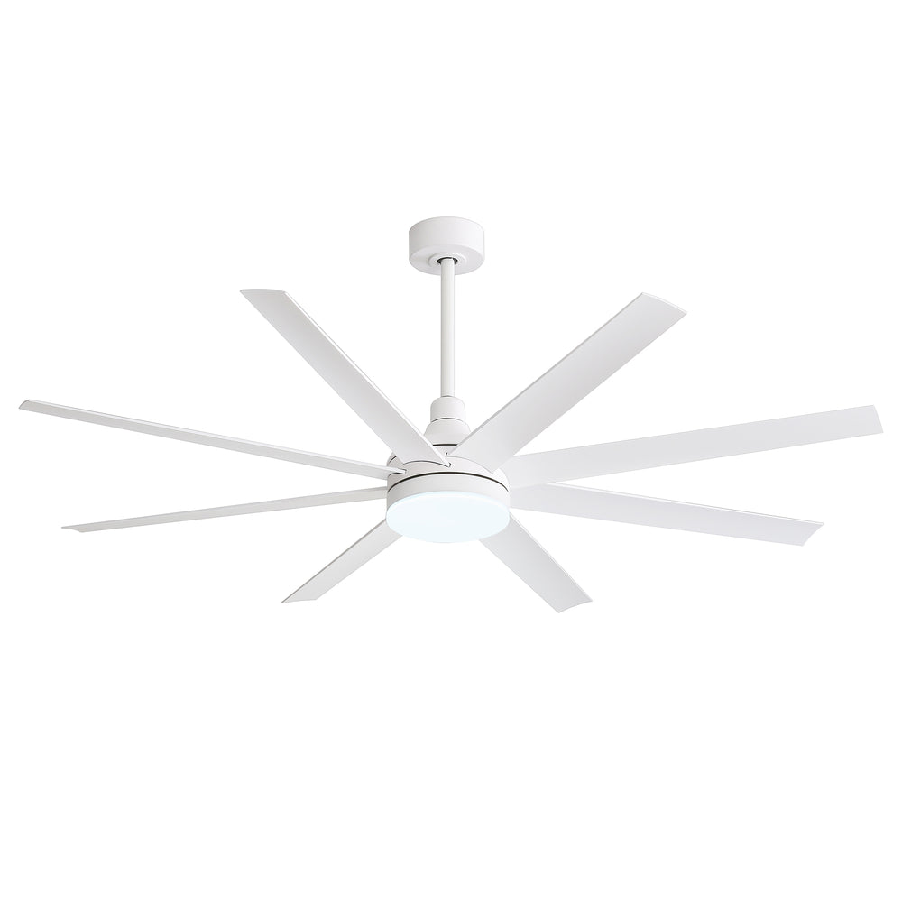 AeroSpan Lux 65-inch white 8-blade ceiling fan with minimalist modern design