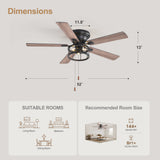 Brivane 52" Hugger Ceiling Fan With Light & Pull Chain