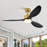 52-Inch Modern Ceiling Fan with Light, 3 ABS Blades, 18W LED with 3 Color Temperatures, Remote Control with 6 Speeds, Reverse Function, Timer, Quiet DC Motor, Includes 5" & 10" Downrods, Ideal for Dining, Bedroom, and Living Room