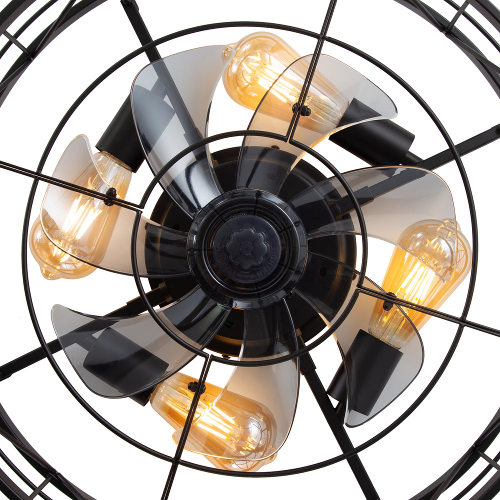 Brielle 20" Flush Mount Caged Ceiling Fan With Light & Remote