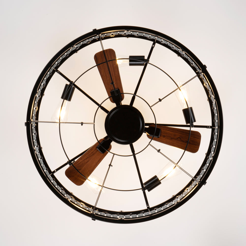28 Inch Caged Ceiling Fan with Light & Remote Control