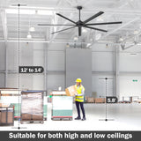 Large industrial ceiling fan in a warehouse