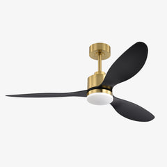 52-Inch Modern Ceiling Fan with Light, 3 ABS Blades, 18W LED with 3 Color Temperatures, Remote Control with 6 Speeds, Reverse Function, Timer, Quiet DC Motor, Includes 5" & 10" Downrods, Ideal for Dining, Bedroom, and Living Room
