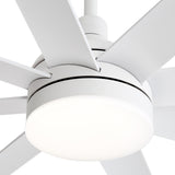 AeroSpan Lux 65-inch white 8-blade ceiling fan with white blades, housing design and light