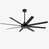 AeroSpan 65-inch large black 8-blade ceiling fan without light