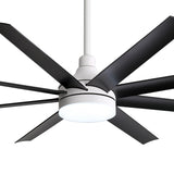AeroSpan Lux 65-inch black and white 8-blade ceiling fan with light