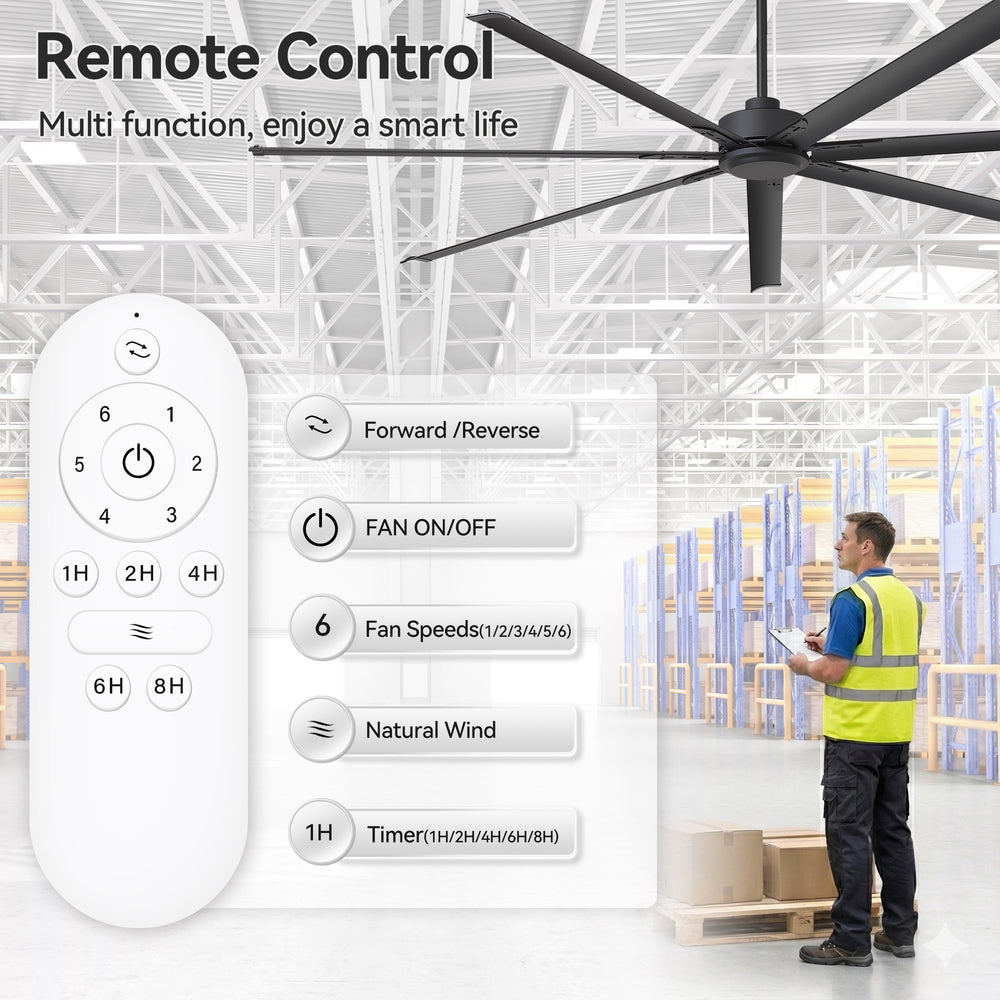 Remote control with fan functions displayed