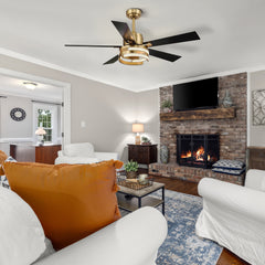 Ternence 52 in. Integrated LED Indoor Gold Ceiling Fan with Remote Control and Light Kit Included