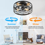 Ravora 16.5-Inch Small Caged Ceiling Fan With Light & Remote