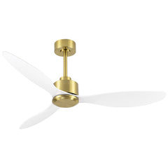 52-Inch  Ceiling Fan without Light, 3 ABS Blades, Remote Control with 6 Speeds, Reverse Function, Timer, Quiet DC Motor, Includes 5" & 10" Downrods, Ideal for Dining, Bedroom, and Living Room