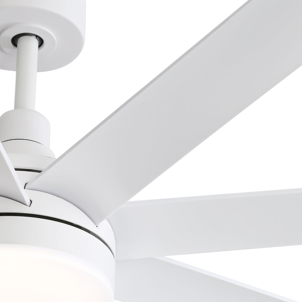 AeroSpan Lux 65-inch white 8-blade ceiling fan with blade design and white finish