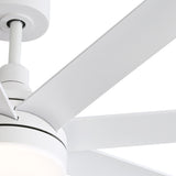 AeroSpan Lux 65-inch white 8-blade ceiling fan with blade design and white finish