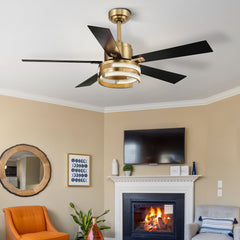 Ternence 52 in. Integrated LED Indoor Gold Ceiling Fan with Remote Control and Light Kit Included