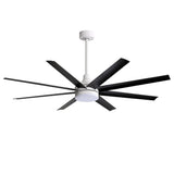AeroSpan Lux 65-inch black and white 8-blade ceiling fan with light