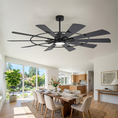 62 Inch Ceiling Fan with Light and Remote, Quiet DC Motor, 6 Speed Reversible Ceiling Fan, 3 Color Temperature LED, Dual Finish Blades, Modern Large Room Fan
