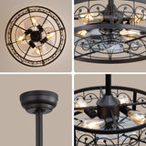 Coris 20-Inch Matte Black Caged Ceiling Fan With Light