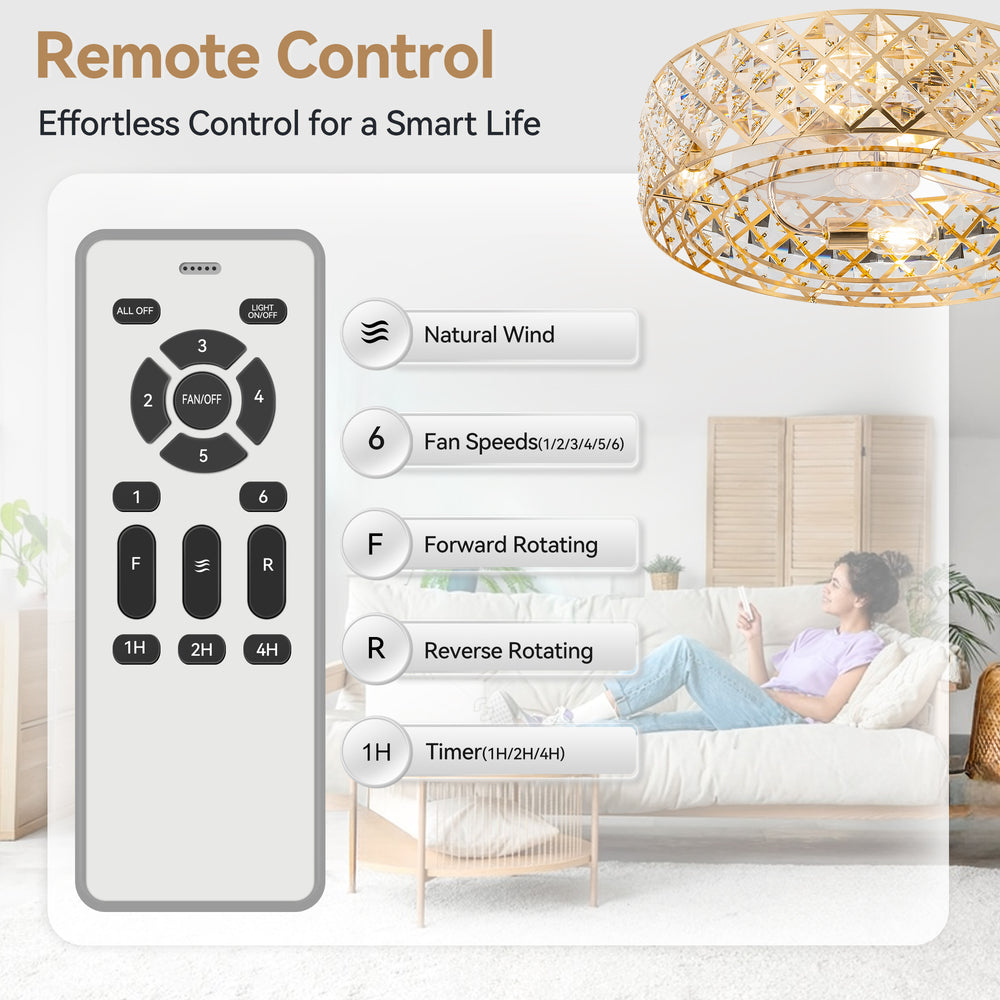 Rosmere 19" Caged Ceiling Fan With Light & Remote