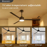 72-inch Black Ceiling Fans with Lights Remote Control, Industrial Large Ceiling Fan, 3 Reversible Blades, 6-Speed, Quiet DC Motor, LED Ceiling Light Chandelier for Indoor/Outdoor Patio Living Room