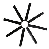 AeroSpan Lux 65-inch black 8-blade ceiling fan showing blade layout and overall design