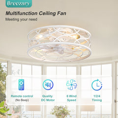 18-in Vintage Distressed White Low Profile Ceiling Fan with Remote Light(7-blade)