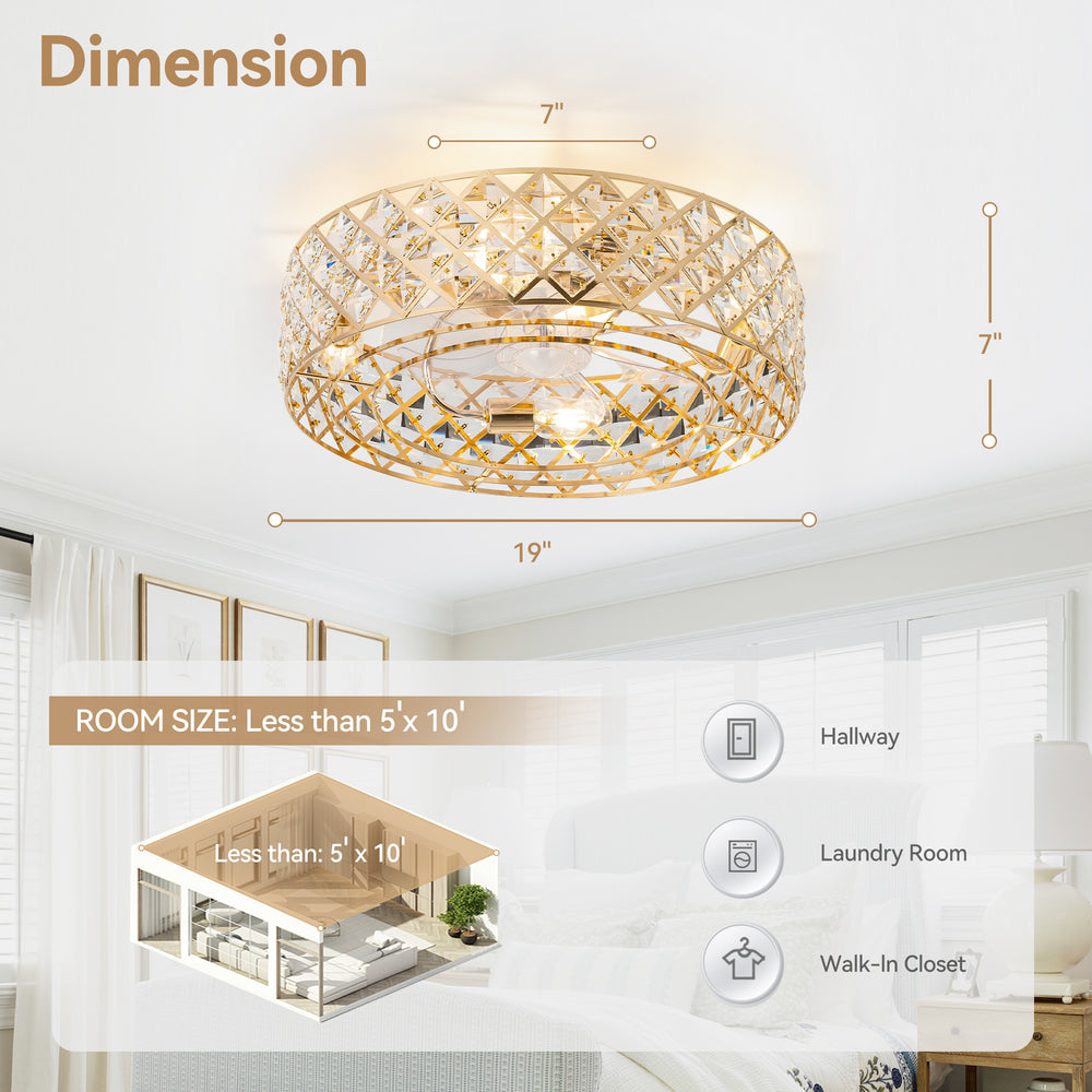 Rosmere 19" Caged Ceiling Fan With Light & Remote