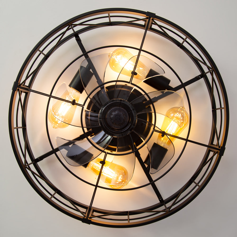 Brielle 20" Flush Mount Caged Ceiling Fan With Light & Remote