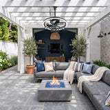 20" Outdoor Ceiling Fan with RGB LED Light, Modern Black Caged Design, Quiet Reversible DC Motor, 6 Speeds, Dimmable, Remote, Timer, Memory