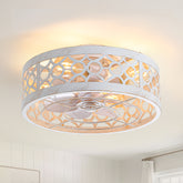 16.5-in Vintage Distressed White Low Profile Ceiling Fan with Light and Remote Control(7-blade)