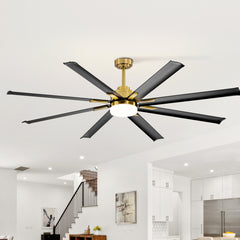 Large 72in Integrated LED Indoor Gold Ceiling Fan with Light and Remote Control Included