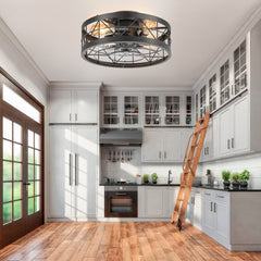 16.5-in Black Low Profile Ceiling Fan with Remote Control(7-blade)