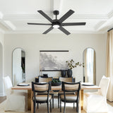 Modern 60" Ceiling Fan with LED Light, Remote Control, Quiet DC Motor, 6-Speed Reversible Fan, Dimmable Lighting, Timer for Bedroom