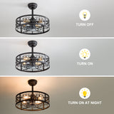 Coris 20-Inch Matte Black Caged Ceiling Fan With Light