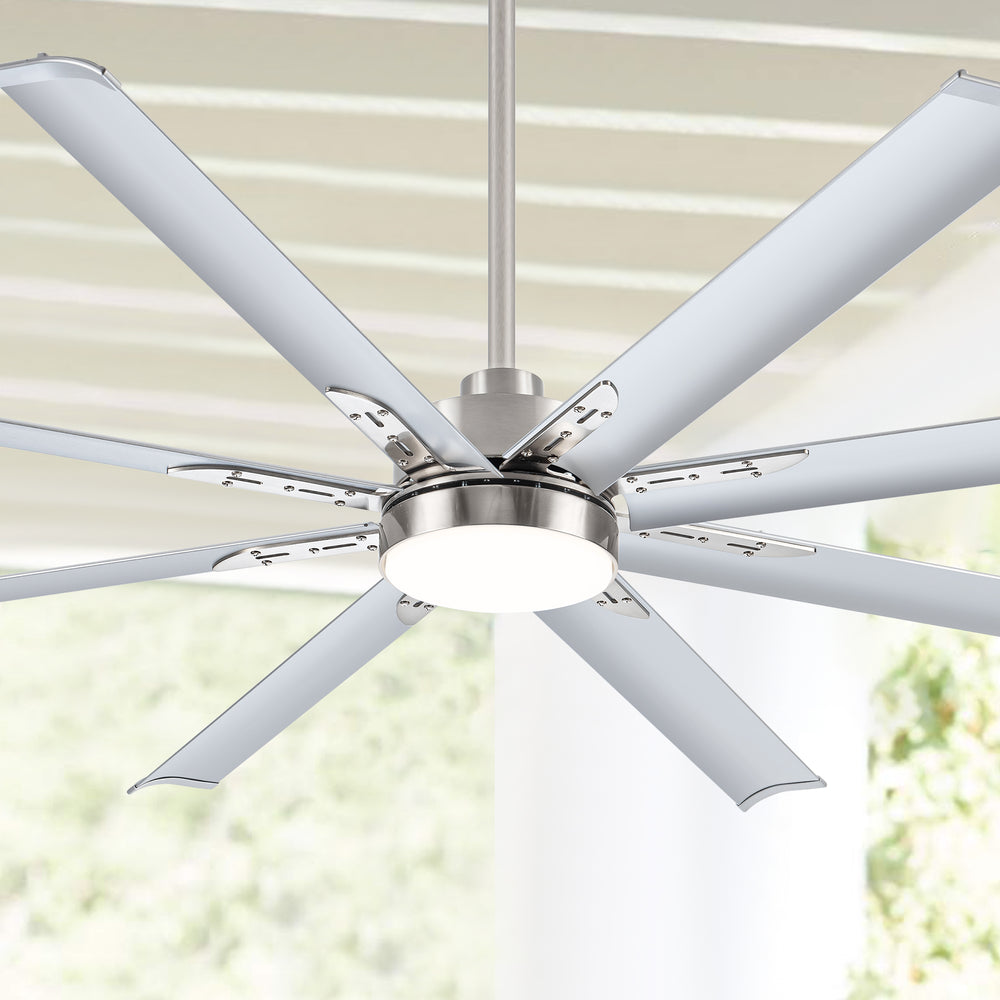 72-Inch Modern Ceiling Fan with Remote, Reversible Powerful DC Motor, 8 Aluminum Blades, 6-Speed, Dual Downrods(7“&24”), LED Light Kit with 3 Color Temps(3000K/4500K/6000K), Black/Gold Black/White/Gold White Finish for Large Room