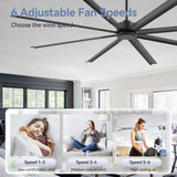 ALKAFY 96-inch Industrial Ceiling Fan with Remote Control, 8 Aluminum Blades, 13600 CFM for Warehouse, Living Room