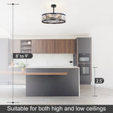 28 Inch Caged Ceiling Fan with Light & Remote Control