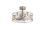 20 Inch Caged Ceiling Fan with Light, Satin Nickel Ceiling Fan with Remote,Compatible with 5*E12 Base Bulbs(Not Included), Quiet DC Motor, 6-Speed Remote Control, Reversible Airflow, Includes 6” & 10” Downrods