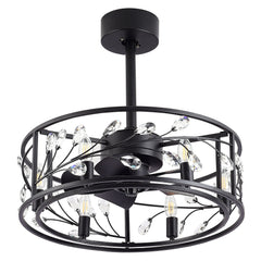 Sylvia 20" Caged Crystal Ceiling Fan With Remote Control And Light Kit Included