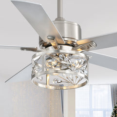52" Lousha 5 - Blade Standard Ceiling Fan with Remote Control and Light Kit Included