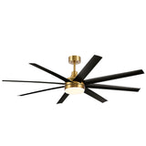AeroSpan Lux 65-inch gold and black 8-blade ceiling fan with light