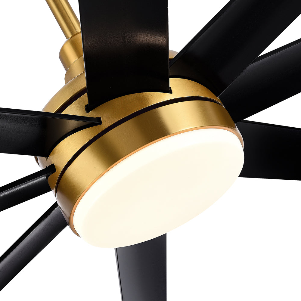 AeroSpan Lux 65-inch gold and black 8-blade ceiling fan with light