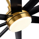 AeroSpan Lux 65-inch gold and black 8-blade ceiling fan with light